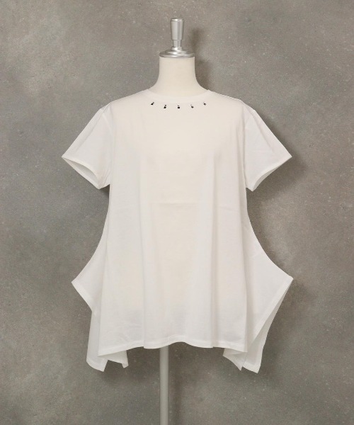 STUDIO PICONE(スタジオピッコーネ)の「イレギュラー冷感Tシャツ(Tシャツ/カットソー・レディース・グリーン/ライトオレンジ系/ネイビー/ホワイト・LL/M/L)」の2枚目の写真