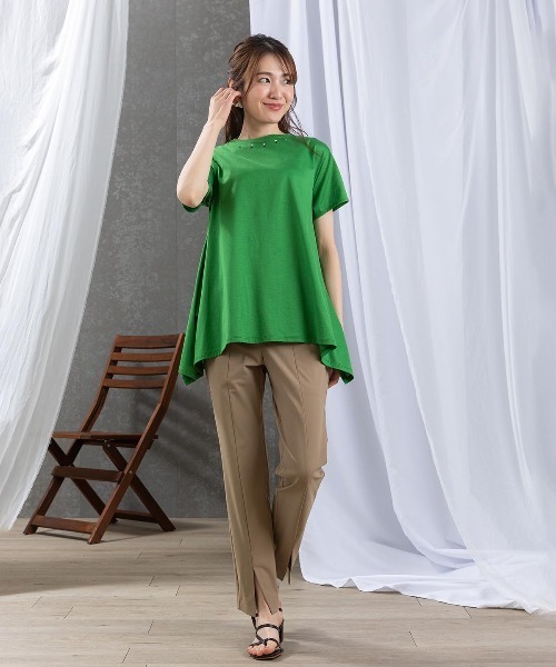 STUDIO PICONE(スタジオピッコーネ)の「イレギュラー冷感Tシャツ(Tシャツ/カットソー・レディース・グリーン/ライトオレンジ系/ネイビー/ホワイト・LL/M/L)」の17枚目の写真