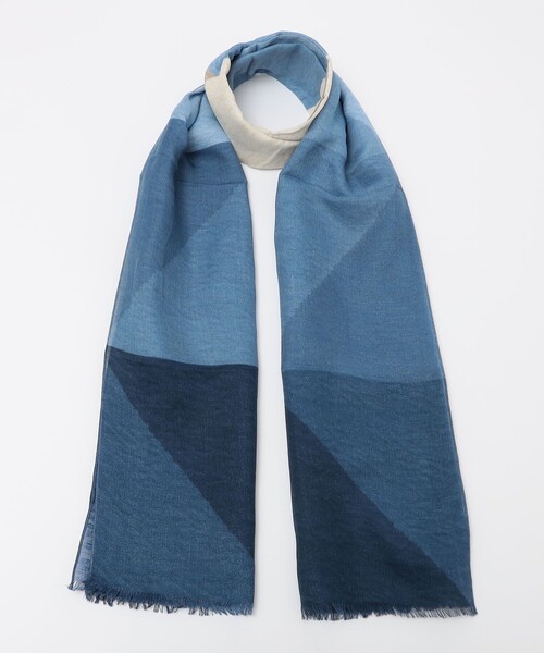 SHIPS（シップス）の「SHIPS: コットン/リネン パターン ストール（ストール/ショール・メンズ・イエロー/コバルトブルー/ダークグリーン・ONE SIZE）」の3枚目の写真