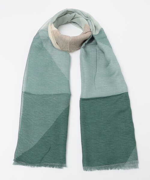 SHIPS（シップス）の「SHIPS: コットン/リネン パターン ストール（ストール/ショール・メンズ・イエロー/コバルトブルー/ダークグリーン・ONE SIZE）」の2枚目の写真