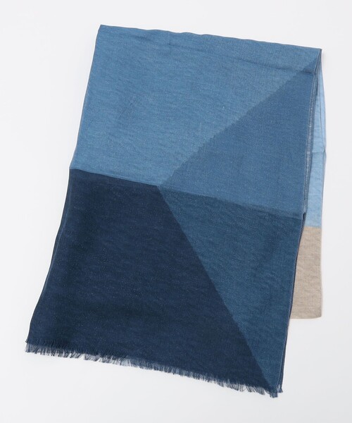 SHIPS（シップス）の「SHIPS: コットン/リネン パターン ストール（ストール/ショール・メンズ・イエロー/コバルトブルー/ダークグリーン・ONE SIZE）」の4枚目の写真