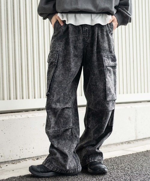 WEGO（ウィゴー）の「WEGO/デニムイージーカーゴパンツ（カーゴパンツ・メンズ・コバルトブルー/ブラック系2/ブラック系3/スカイブルー/ライトインディゴブルー・SMALL/MEDIUM/LARGE）」の3枚目の写真