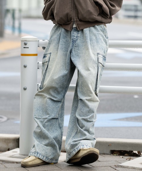 WEGO（ウィゴー）の「WEGO/デニムイージーカーゴパンツ（カーゴパンツ・メンズ・コバルトブルー/ブラック系2/ブラック系3/スカイブルー/ライトインディゴブルー・SMALL/MEDIUM/LARGE）」の5枚目の写真