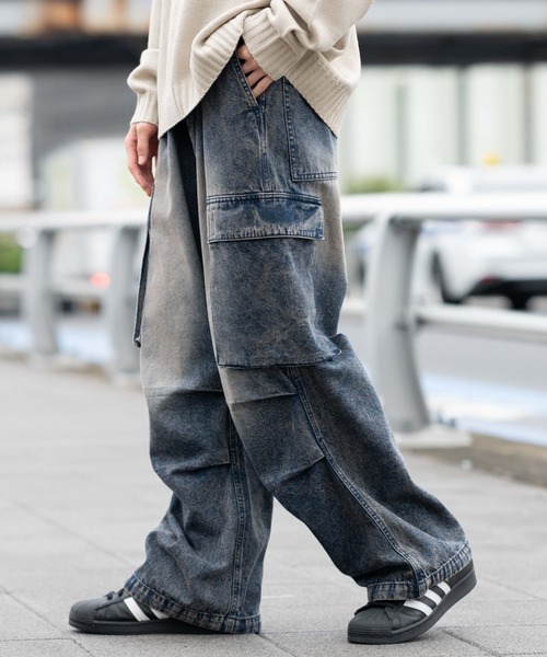 WEGO（ウィゴー）の「WEGO/デニムイージーカーゴパンツ（カーゴパンツ・メンズ・コバルトブルー/ブラック系2/ブラック系3/スカイブルー/ライトインディゴブルー・SMALL/MEDIUM/LARGE）」の20枚目の写真