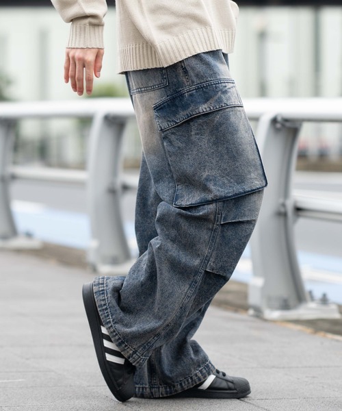 WEGO（ウィゴー）の「WEGO/デニムイージーカーゴパンツ（カーゴパンツ・メンズ・コバルトブルー/ブラック系2/ブラック系3/スカイブルー/ライトインディゴブルー・SMALL/MEDIUM/LARGE）」の22枚目の写真