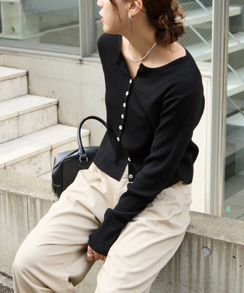 COLONY 2139（コロニートゥーワンスリーナイン）の「シアーリブカーディガン（カーディガン/ボレロ・レディース・レッド/グレー/ブラック/ベージュ/ブラウン/ピンク/ミント/イエロー/オレンジ・FREE）」の22枚目の写真