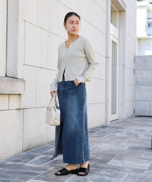 COLONY 2139（コロニートゥーワンスリーナイン）の「シアーリブカーディガン（カーディガン/ボレロ・レディース・レッド/グレー/ブラック/ベージュ/ブラウン/ピンク/ミント/イエロー/オレンジ・FREE）」の11枚目の写真