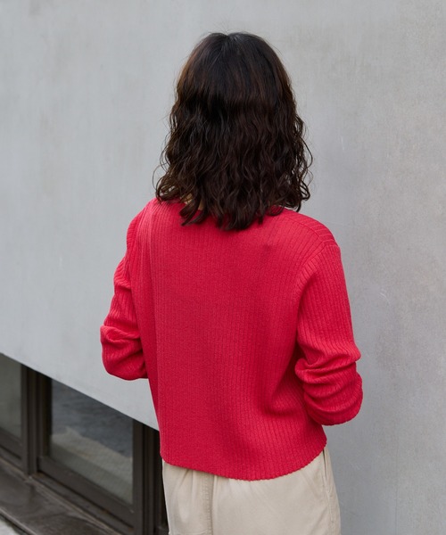 COLONY 2139（コロニートゥーワンスリーナイン）の「シアーリブカーディガン（カーディガン/ボレロ・レディース・レッド/グレー/ブラック/ベージュ/ブラウン/ピンク/ミント/イエロー/オレンジ・FREE）」の15枚目の写真