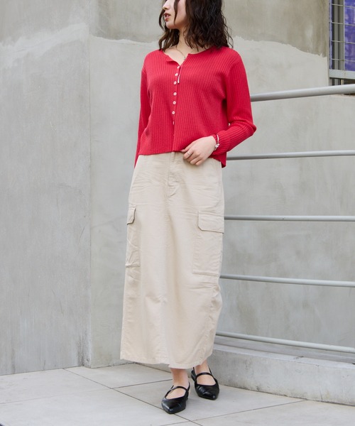 COLONY 2139（コロニートゥーワンスリーナイン）の「シアーリブカーディガン（カーディガン/ボレロ・レディース・レッド/グレー/ブラック/ベージュ/ブラウン/ピンク/ミント/イエロー/オレンジ・FREE）」の17枚目の写真