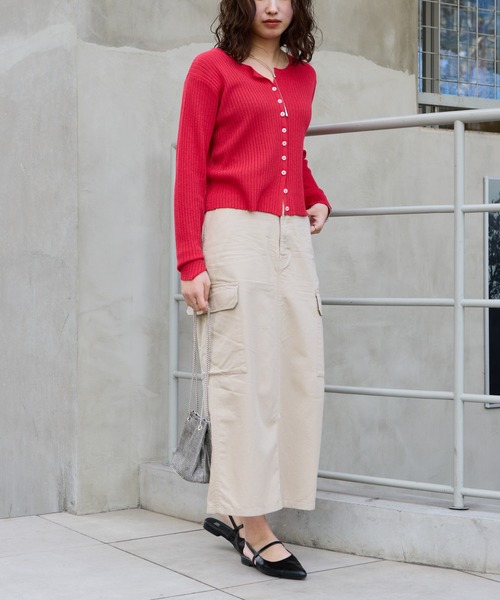 COLONY 2139（コロニートゥーワンスリーナイン）の「シアーリブカーディガン（カーディガン/ボレロ・レディース・レッド/グレー/ブラック/ベージュ/ブラウン/ピンク/ミント/イエロー/オレンジ・FREE）」の19枚目の写真