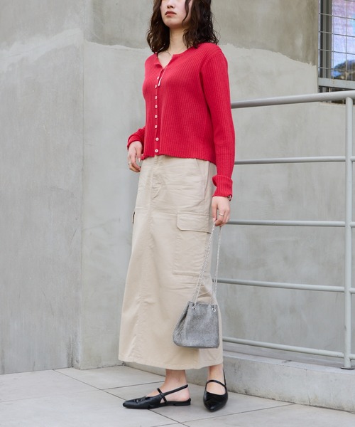 COLONY 2139（コロニートゥーワンスリーナイン）の「シアーリブカーディガン（カーディガン/ボレロ・レディース・レッド/グレー/ブラック/ベージュ/ブラウン/ピンク/ミント/イエロー/オレンジ・FREE）」の20枚目の写真