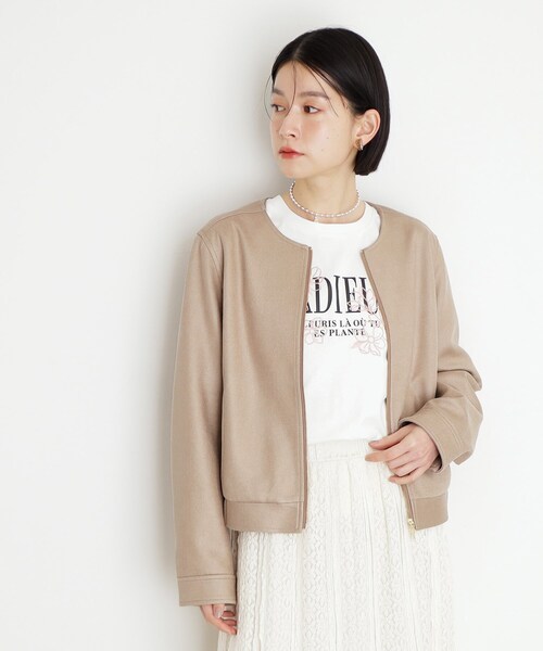 THE SHOP TK (ザ ショップ ティーケー )の「ノーカラーブルゾン(ブルゾン・レディース・ベージュ/スミクロ・12/13)」の8枚目の写真