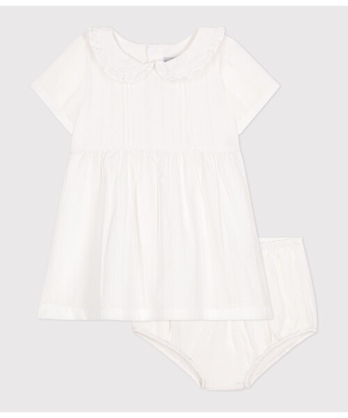 PETIT BATEAU(プチバトー)の「半袖ワンピース&ブルマセット(ワンピース・キッズ・ホワイト・12MONTH/18MONTH/24MONTH/36MONTH)」の4枚目の写真