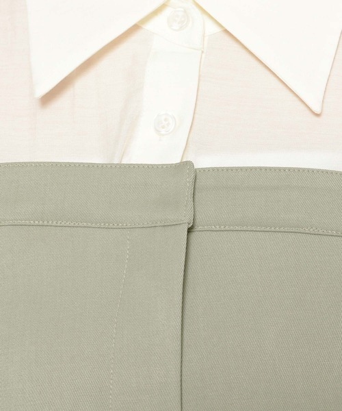 mysty woman（ミスティウーマン）の「［追加1］フレアスリーブドッキングワンピース  328280（ワンピース・レディース・ベージュ/ダークブラウン/チャコールグレー・FREE）」の18枚目の写真