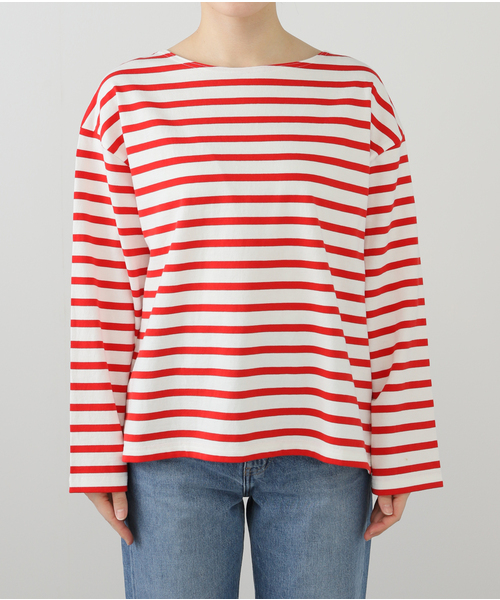 美品 スローブイエナ ボーダーカットソー トップス 赤 ロンT フリーサイズ セール】ボーダーロンTEE(Tシャツ/カットソー)|SLOBE IENA