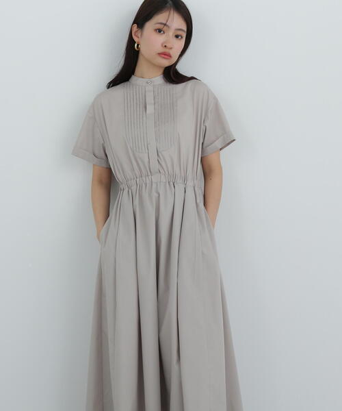 N.(N. Natural Beauty Basic)(エヌエヌナチュラルビューティーベーシック)の「バンドカラーシャツワンピース(シャツワンピース・レディース・ブラウン/グレイッシュベージュ/ブルー・MEDIUM)」の4枚目の写真