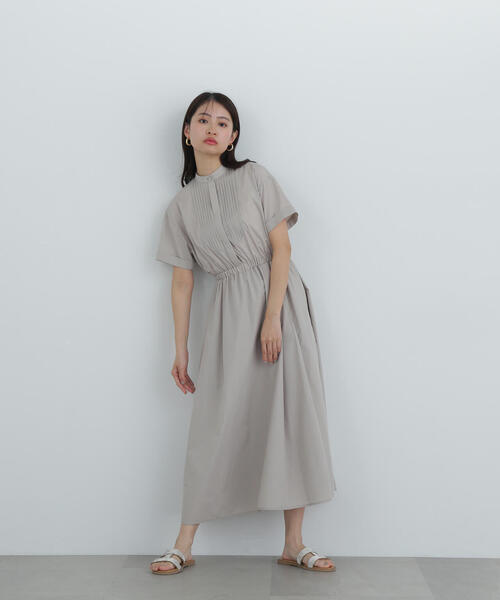 N.(N. Natural Beauty Basic)(エヌエヌナチュラルビューティーベーシック)の「バンドカラーシャツワンピース(シャツワンピース・レディース・ブラウン/グレイッシュベージュ/ブルー・MEDIUM)」の7枚目の写真