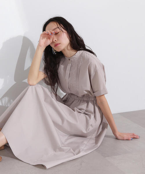 N.(N. Natural Beauty Basic)(エヌエヌナチュラルビューティーベーシック)の「バンドカラーシャツワンピース(シャツワンピース・レディース・ブラウン/グレイッシュベージュ/ブルー・MEDIUM)」の3枚目の写真