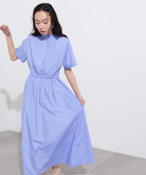 N.(N. Natural Beauty Basic)(エヌエヌナチュラルビューティーベーシック)の「バンドカラーシャツワンピース(シャツワンピース・レディース・ブラウン/グレイッシュベージュ/ブルー・MEDIUM)」の1枚目の写真