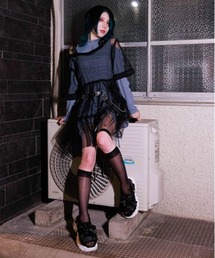 axes femme POETIQUE | 肩あきチュールロングトップス(Tシャツ/カットソー)