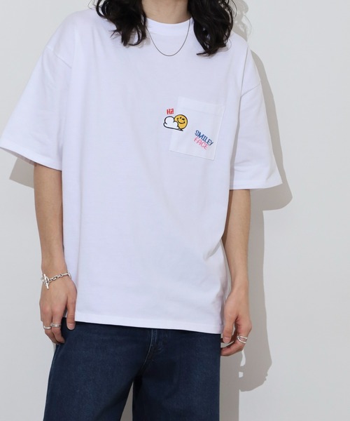 FUNALIVE（ファンアライブ）の「SMILEY FACEオーバーサイズ  ヘビーウエイト半袖Tシャツ（Tシャツ/カットソー・メンズ・ミント/ネイビー/ブラック/スミクロ/ホワイト/レモンイエロー/ダークグリーン/オフホワイト・M/L/LL）」の2枚目の写真