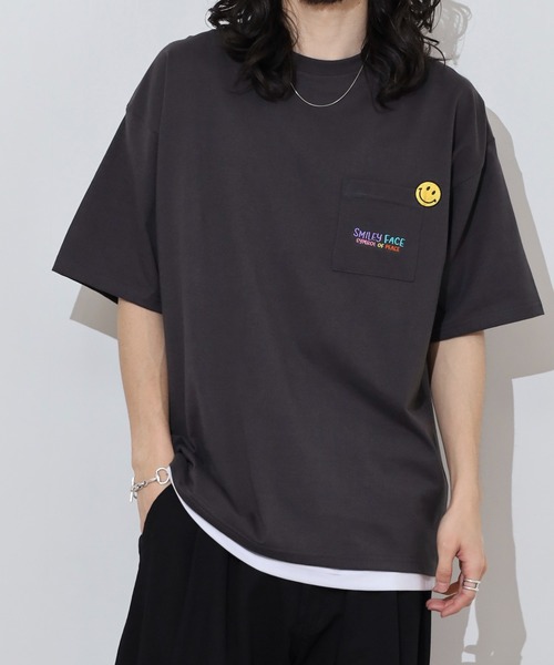 FUNALIVE（ファンアライブ）の「SMILEY FACEオーバーサイズ  ヘビーウエイト半袖Tシャツ（Tシャツ/カットソー・メンズ・ミント/ネイビー/ブラック/スミクロ/ホワイト/レモンイエロー/ダークグリーン/オフホワイト・M/L/LL）」の5枚目の写真