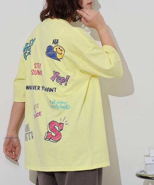 FUNALIVE（ファンアライブ）の「SMILEY FACEオーバーサイズ  ヘビーウエイト半袖Tシャツ（Tシャツ/カットソー・メンズ・ミント/ネイビー/ブラック/スミクロ/ホワイト/レモンイエロー/ダークグリーン/オフホワイト・M/L/LL）」の8枚目の写真