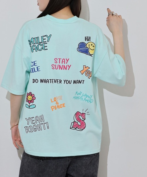 FUNALIVE（ファンアライブ）の「SMILEY FACEオーバーサイズ  ヘビーウエイト半袖Tシャツ（Tシャツ/カットソー・メンズ・ミント/ネイビー/ブラック/スミクロ/ホワイト/レモンイエロー/ダークグリーン/オフホワイト・M/L/LL）」の7枚目の写真