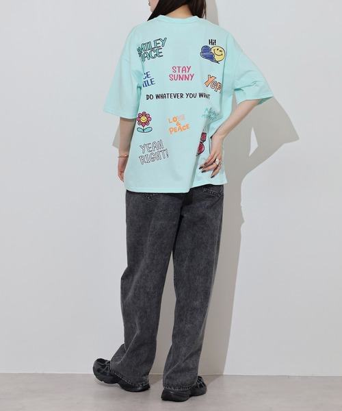 FUNALIVE（ファンアライブ）の「SMILEY FACEオーバーサイズ  ヘビーウエイト半袖Tシャツ（Tシャツ/カットソー・メンズ・ミント/ネイビー/ブラック/スミクロ/ホワイト/レモンイエロー/ダークグリーン/オフホワイト・M/L/LL）」の14枚目の写真