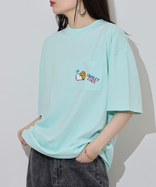 FUNALIVE（ファンアライブ）の「SMILEY FACEオーバーサイズ  ヘビーウエイト半袖Tシャツ（Tシャツ/カットソー・メンズ・ミント/ネイビー/ブラック/スミクロ/ホワイト/レモンイエロー/ダークグリーン/オフホワイト・M/L/LL）」の9枚目の写真