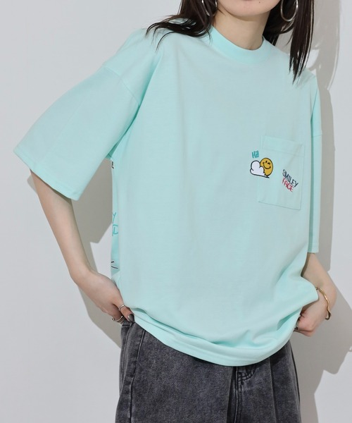 FUNALIVE（ファンアライブ）の「SMILEY FACEオーバーサイズ  ヘビーウエイト半袖Tシャツ（Tシャツ/カットソー・メンズ・ミント/ネイビー/ブラック/スミクロ/ホワイト/レモンイエロー/ダークグリーン/オフホワイト・M/L/LL）」の12枚目の写真