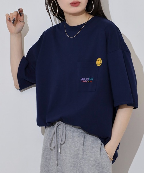 FUNALIVE（ファンアライブ）の「SMILEY FACEオーバーサイズ  ヘビーウエイト半袖Tシャツ（Tシャツ/カットソー・メンズ・ミント/ネイビー/ブラック/スミクロ/ホワイト/レモンイエロー/ダークグリーン/オフホワイト・M/L/LL）」の15枚目の写真