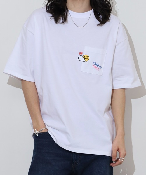 FUNALIVE（ファンアライブ）の「SMILEY FACEオーバーサイズ  ヘビーウエイト半袖Tシャツ（Tシャツ/カットソー・メンズ・ミント/ネイビー/ブラック/スミクロ/ホワイト/レモンイエロー/ダークグリーン/オフホワイト・M/L/LL）」の21枚目の写真