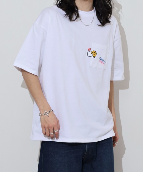 FUNALIVE（ファンアライブ）の「SMILEY FACEオーバーサイズ  ヘビーウエイト半袖Tシャツ（Tシャツ/カットソー・メンズ・ミント/ネイビー/ブラック/スミクロ/ホワイト/レモンイエロー/ダークグリーン/オフホワイト・M/L/LL）」の22枚目の写真