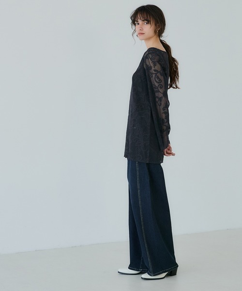 coca（coca）（コカ）の「フロッキーレースチュニック（Tシャツ/カットソー・レディース・ブラック/アイボリー・L/M）」の9枚目の写真