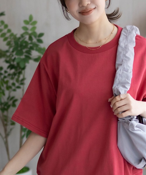 NAVY(ネイビー)の「【 綿 100% 】NAVY 裾リブTシャツ(Tシャツ/カットソー・レディース・オートミール/チャコール/ベージュ/レッド系・M/L)」の1枚目の写真