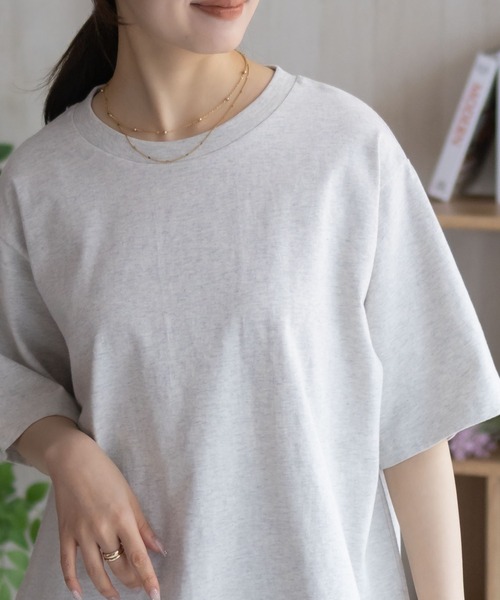 NAVY(ネイビー)の「【 綿 100% 】NAVY 裾リブTシャツ(Tシャツ/カットソー・レディース・オートミール/チャコール/ベージュ/レッド系・M/L)」の4枚目の写真