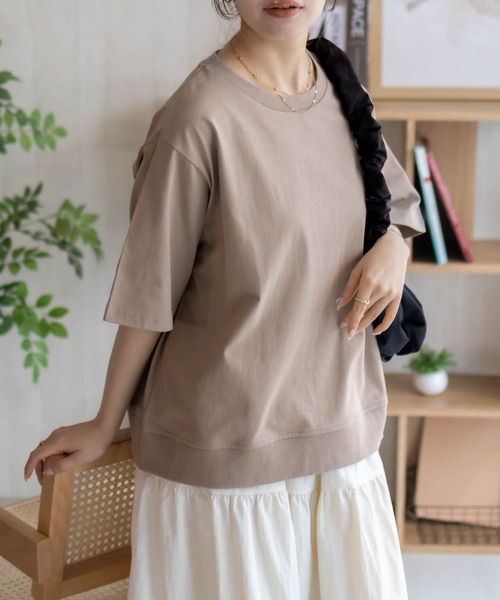 NAVY(ネイビー)の「【 綿 100% 】NAVY 裾リブTシャツ(Tシャツ/カットソー・レディース・オートミール/チャコール/ベージュ/レッド系・M/L)」の3枚目の写真
