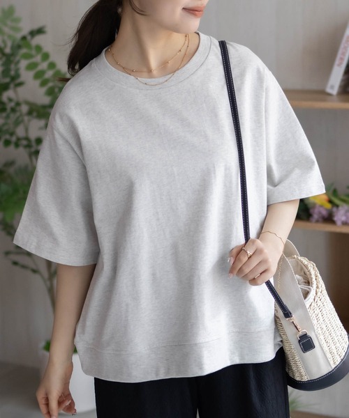 NAVY(ネイビー)の「【 綿 100% 】NAVY 裾リブTシャツ(Tシャツ/カットソー・レディース・オートミール/チャコール/ベージュ/レッド系・M/L)」の7枚目の写真