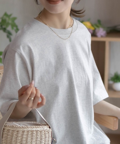NAVY(ネイビー)の「【 綿 100% 】NAVY 裾リブTシャツ(Tシャツ/カットソー・レディース・オートミール/チャコール/ベージュ/レッド系・M/L)」の9枚目の写真