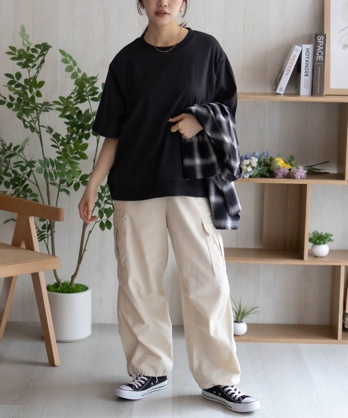 NAVY(ネイビー)の「【 綿 100% 】NAVY 裾リブTシャツ(Tシャツ/カットソー・レディース・オートミール/チャコール/ベージュ/レッド系・M/L)」の11枚目の写真