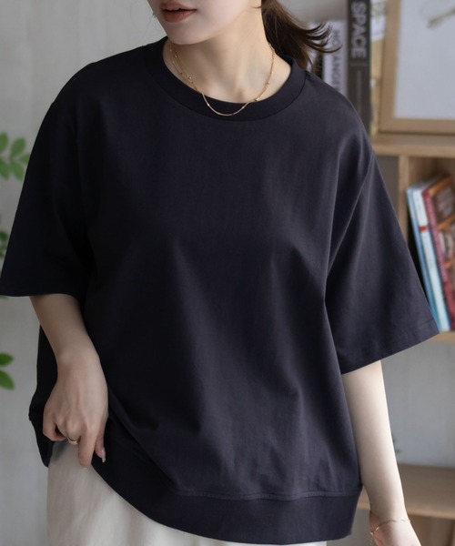 NAVY(ネイビー)の「【 綿 100% 】NAVY 裾リブTシャツ(Tシャツ/カットソー・レディース・オートミール/チャコール/ベージュ/レッド系・M/L)」の13枚目の写真