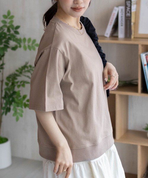 NAVY(ネイビー)の「【 綿 100% 】NAVY 裾リブTシャツ(Tシャツ/カットソー・レディース・オートミール/チャコール/ベージュ/レッド系・M/L)」の19枚目の写真