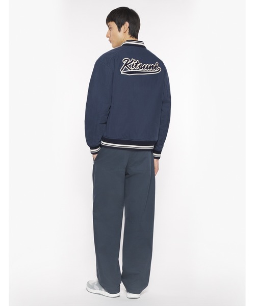 MAISON KITSUNÉ 音楽刺繍 スタジャンSサイズ！ MAISON KITSUNÉ スタジャン ネイビー/ホワイト - メルカリ