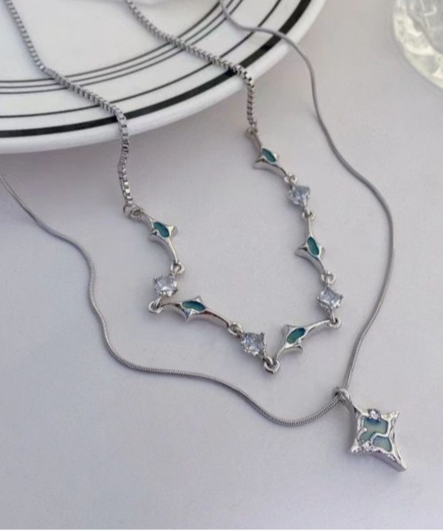 ARCHIVER（アーカイバ）の「【Bz】変形スターダストモチーフスネークチェーンネックレス2点セット/Y2K（MA/EK272）（ネックレス・レディース・シルバー・FREE）」の6枚目の写真