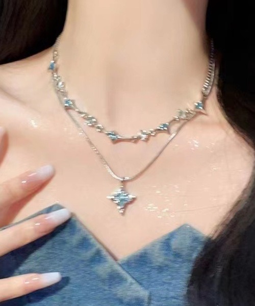 ARCHIVER（アーカイバ）の「【Bz】変形スターダストモチーフスネークチェーンネックレス2点セット/Y2K（MA/EK272）（ネックレス・レディース・シルバー・FREE）」の5枚目の写真