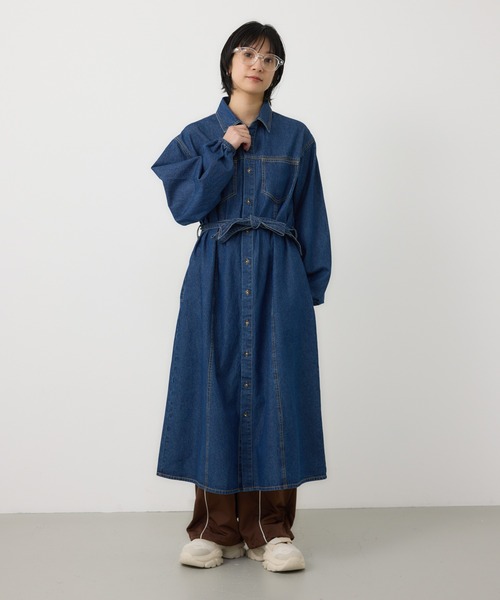 新品タグ付き☆ロデオクラウンズ　デニム Vネック ワンピース 137054422514738135732022042203