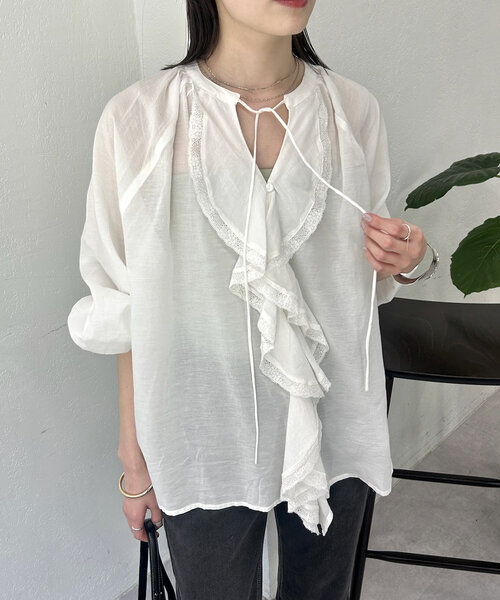 mystic(ミスティック)の「FANAKA ruffle blouse(シャツ/ブラウス・レディース・ホワイト/ブラック・FREE)」の5枚目の写真
