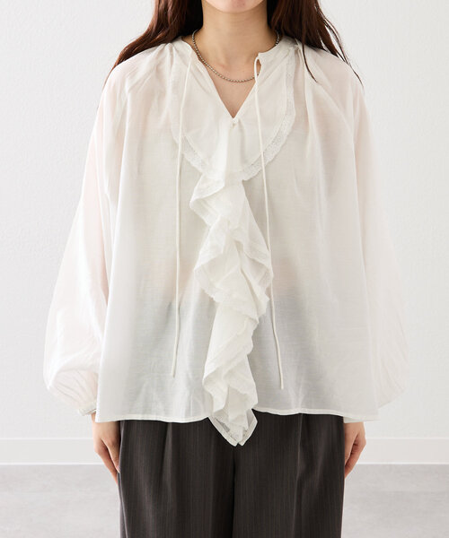 mystic(ミスティック)の「FANAKA ruffle blouse(シャツ/ブラウス・レディース・ホワイト/ブラック・FREE)」の7枚目の写真