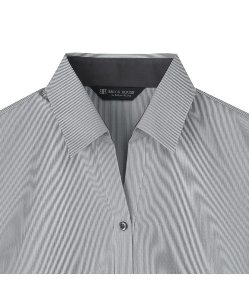 TOKYO SHIRTS（トウキョウシャツ）の「透け防止 形態安定ノーアイロン スキッパー 7分袖ビジネスワイシャツ（ビジネスシャツ・レディース・グレー・LL/M/L/XL/S）」の3枚目の写真